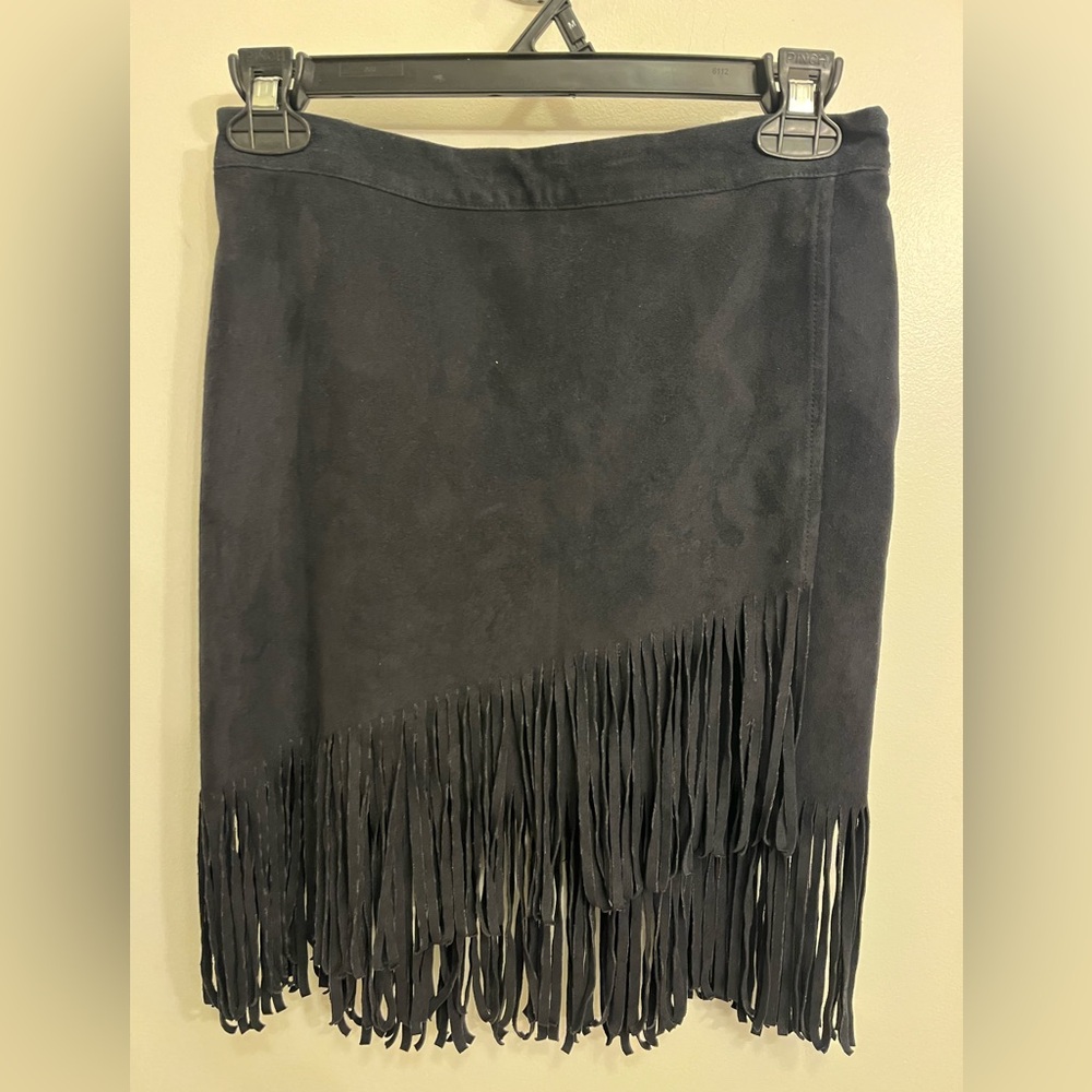 Abercrombie & Fitch Asymmetrical Black Fringe Skirt